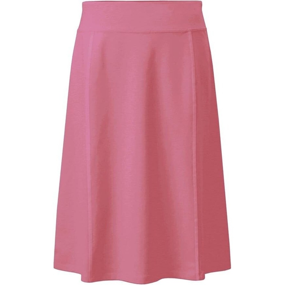 Baby'O Girl's Basic Stretch Cotton Knit Panel Below Knee A-Line Skirt - Pink - L